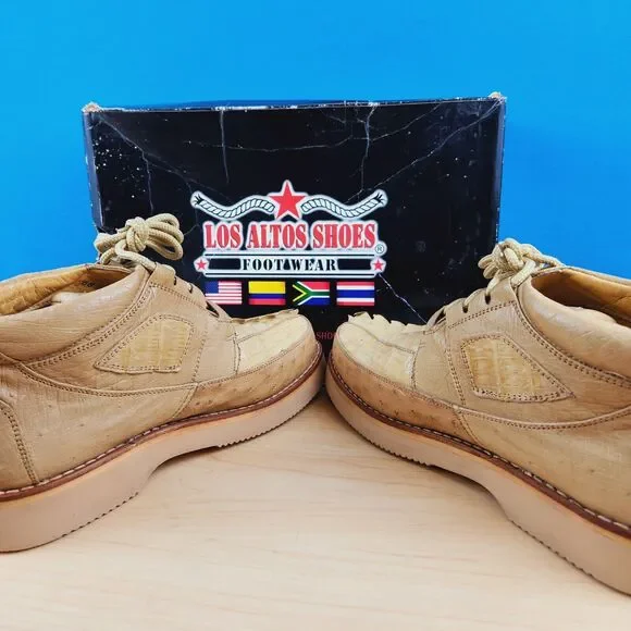 Los Altos Mens Size 7.5 Exotic Shoes Oryx Caiman Crocodile Ostrich‎ Ankle Boots